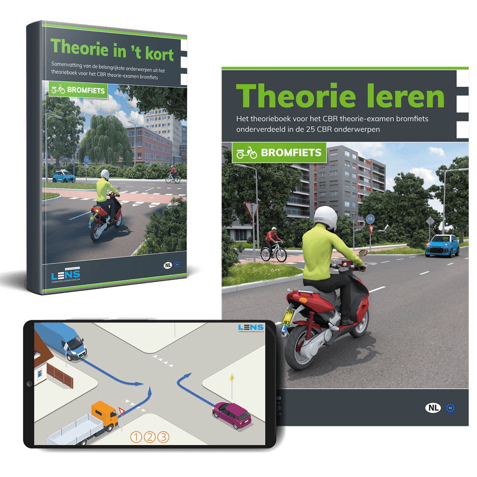 Scooter Theorieboek + Scooter Samenvatting + Mobiele Apps - Theorie Leren Scooter Brommer Bromfiets 2021 - Lens Media